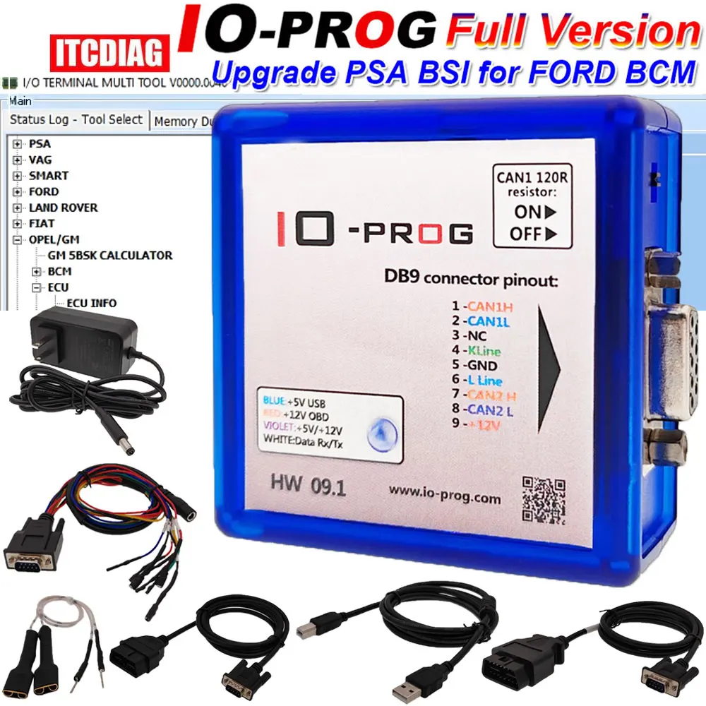 2023 Io Prog Versione Completa Psa Io Terminal Originale Io-Prog Nuova Licenza Aggiunta Per Ford Io Prog Lettura Programmatore Ecu Per Gm/Opel