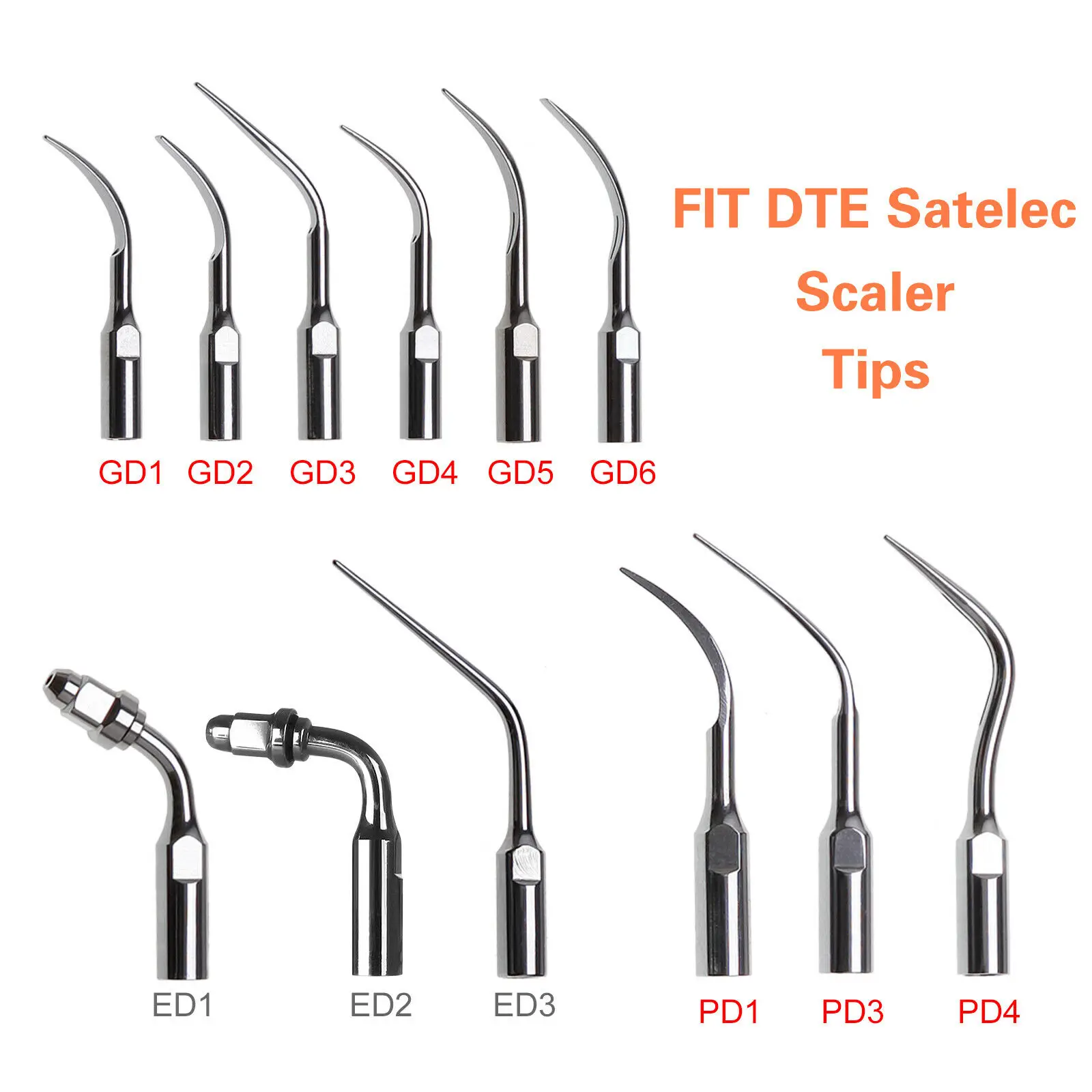 12Pcs Dental Scaling Dentista Tips Inserti Punto Per Ablatore Ultrasonic Scaler Satelec Dte