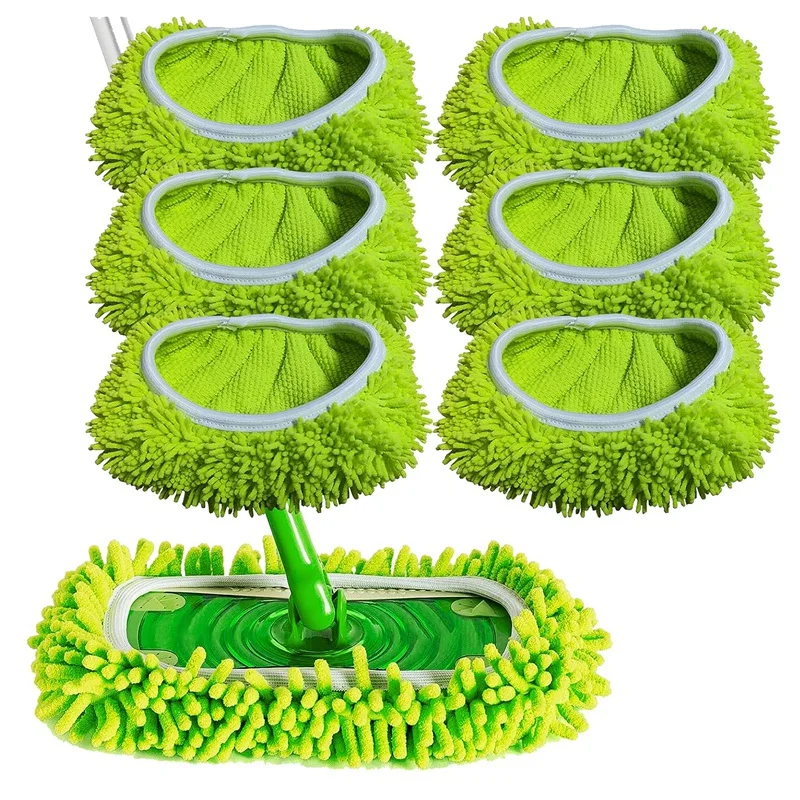 Wet/Dry Chiffon Per Swiffer Sweeper Mop Clothes/Pads Microfibra Wood Floor Mop Pad Wet And Dry Flip Mop 6Pack Retail