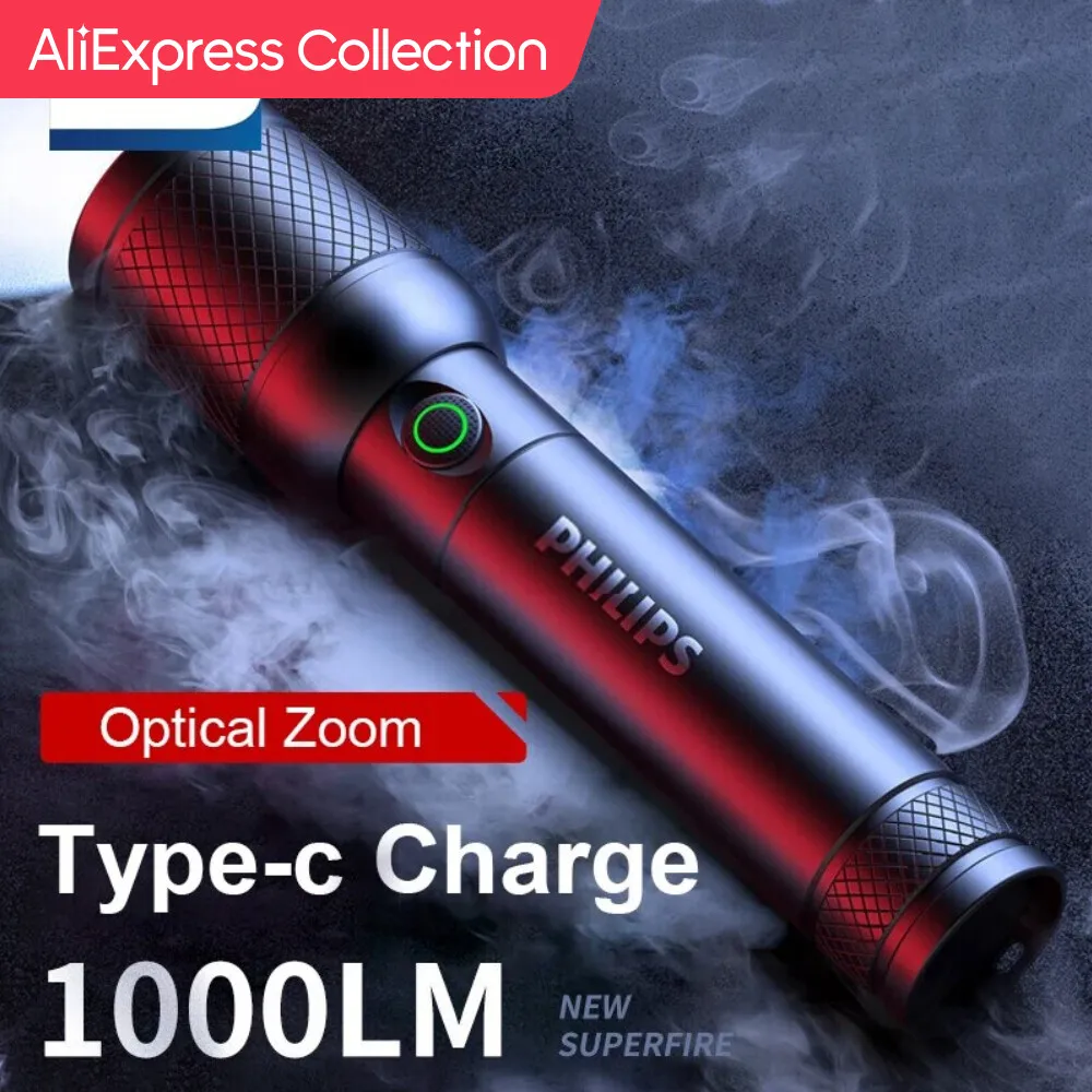Collezione Aliexpress Torcia Elettrica Portatile Con Zoom Ottico Philips Con 4 Modalità Di Illuminazione Usb C Ricaricabile Per Campeggio Di Autodifes
