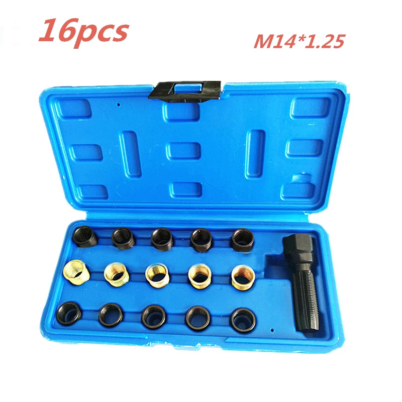 16 Pcs 14Mx1.25 Spark Plug Reinfilate Filo Di Riparazione Kit Di Strumenti Di M14 Cilindro Testa Helicoil Per Il Veicolo Auto Speciale Strumenti Di Ri