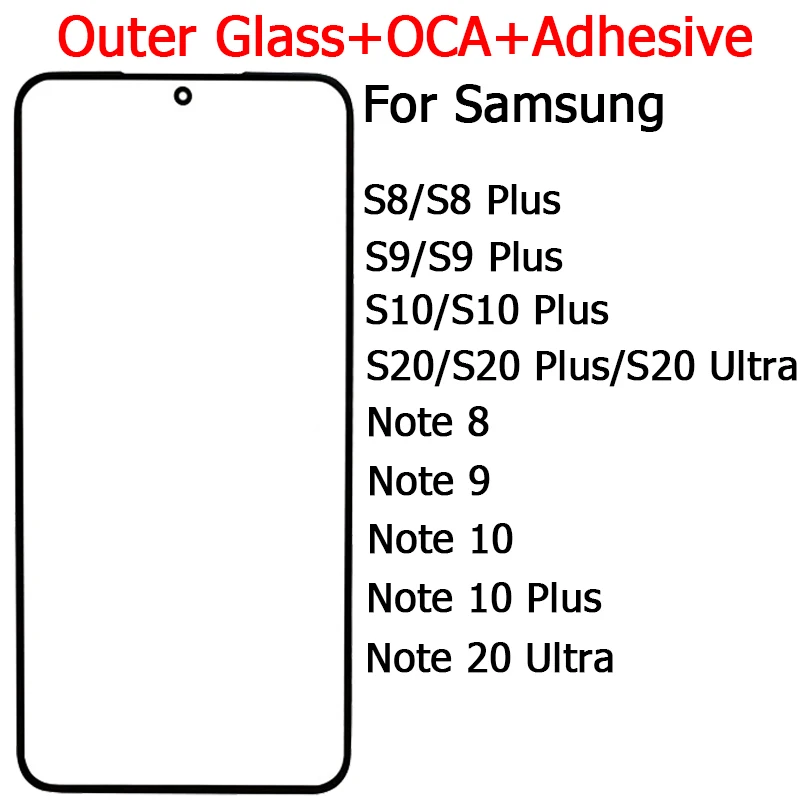 Touch Glass Per Samsung Note 20 Ultra Note 10 Plus S20 Ultra S20 S10 Plus Note 9 S8 S9 Note 8 Vetro Esterno Con Nastro Oca