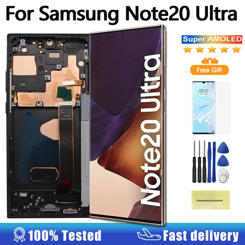 Super Amoled Per Samsung Galaxy Note20 Ultra 4G 5G Display Lcd Touch Screen Digitizer Per Samsung Note20 Ultra N985F N986B Lcd