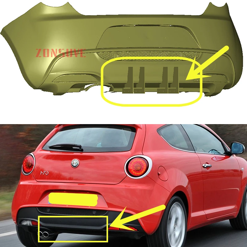 Per Alfa Romeo Mito 2009-2015 Anno Diffusore Posteriore Paraurti Posteriore Labbra Splitter Spoiler Body Kit Accessori Nero
