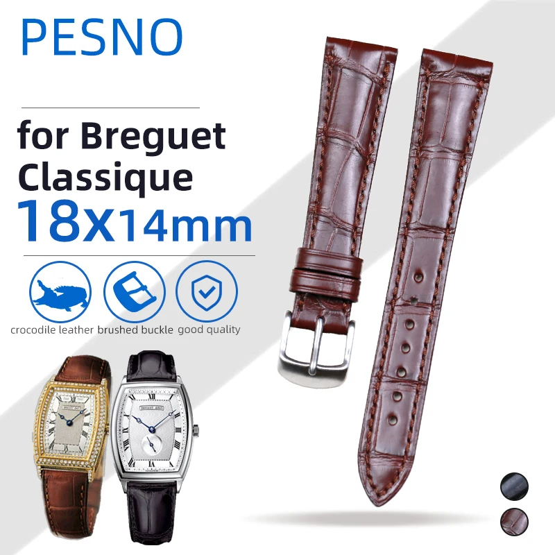 Pesno Per Breguet Classique 9067Br/8788Br Cinturino Per Orologio Cinturino In Pelle Di Coccodrillo In Pelle Di Alligatore Donna Uomo Accessori Per Oro