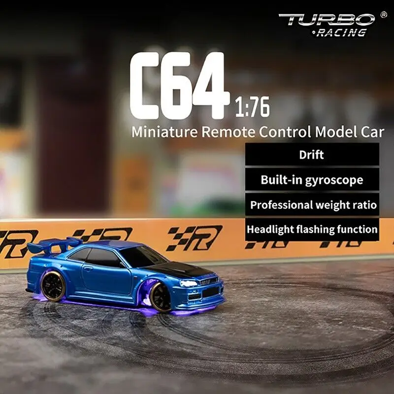 Turbo Racing C64 1/76 Mini Telecomando A Scala Intera Drift Rc Car Con Giroscopio