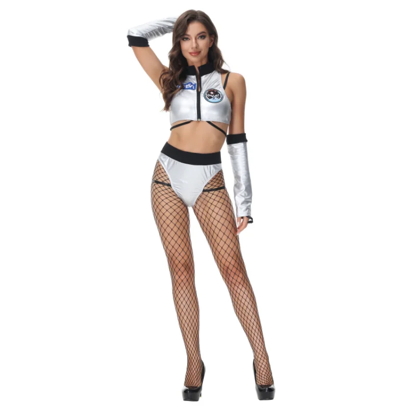 Sexy Cosplay Argento Astronauta Donne Costume Vestito Spaziale Vestito Da Partito Astronauta Vestito Diviso Abbigliamento Sexy Costumi Di Halloween Do