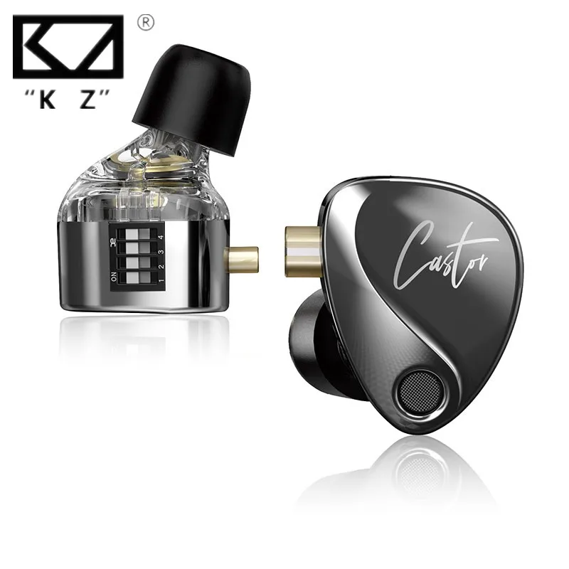 Kz Castor In Ear Hifi Auricolare 2 Dynamic High-End Tunable Balanced Armature Auricolari Monitor Cuffie Auricolari Con Cancellazione