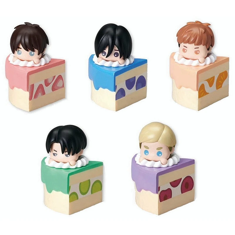 Gacha Model Cute Attack On Titan Cake Doll Decoration Eren Jaeger Mikasa Ackerman Riville Ackerman Erwin Smith Action Figure
