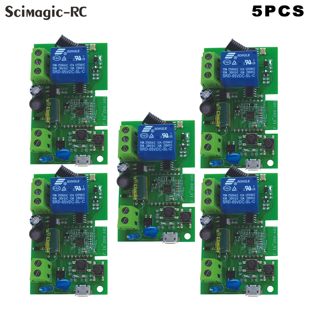 1Ch Ac/Dc7-32V Ac85-250V Usb5V Smart Speaker Modulo Wireless Switch Rf433.92Mhz Ricevitore Switch Alice Alexa Google