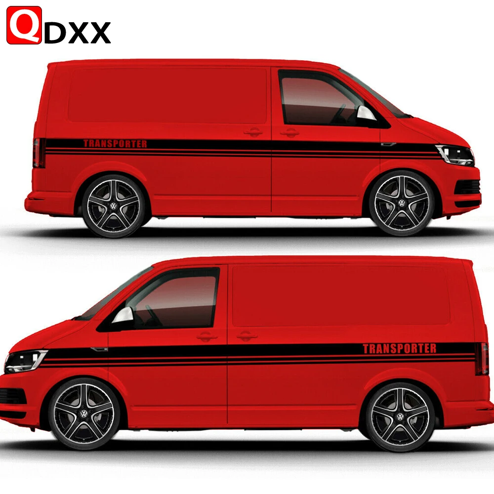 Per Volkswagen Vw Transporter T4 T5 T6 Camper Van Decalcomanie Grafiche A Righe Laterali