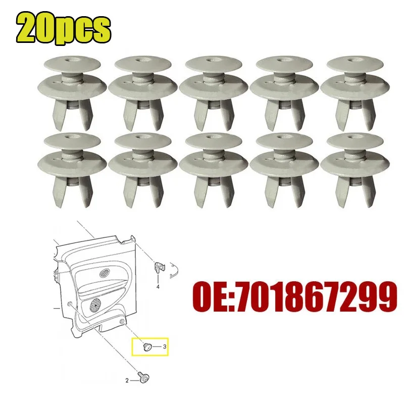 20 Pz Paraurti Clip Interni Trim Push Type Fermo 701867299 Per Vw T4 T5 Transporter