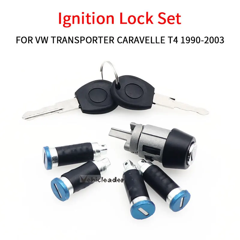 Set Di Canne Per Serratura Della Porta Dell'Interruttore Di Accensione Con 2 Chiavi Per Vw Caravelle T4 1990-2003 Transporter Double Barn Doors 357905