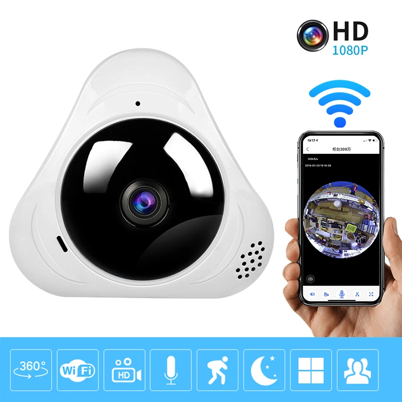 Telecamere Panoramiche Wifi A 360 Gradi Protezione Di Sicurezza 1080P Telecamere Ip Fisheye Telecamere Di Sorveglianza Cctv Per Visione Notturna Domes