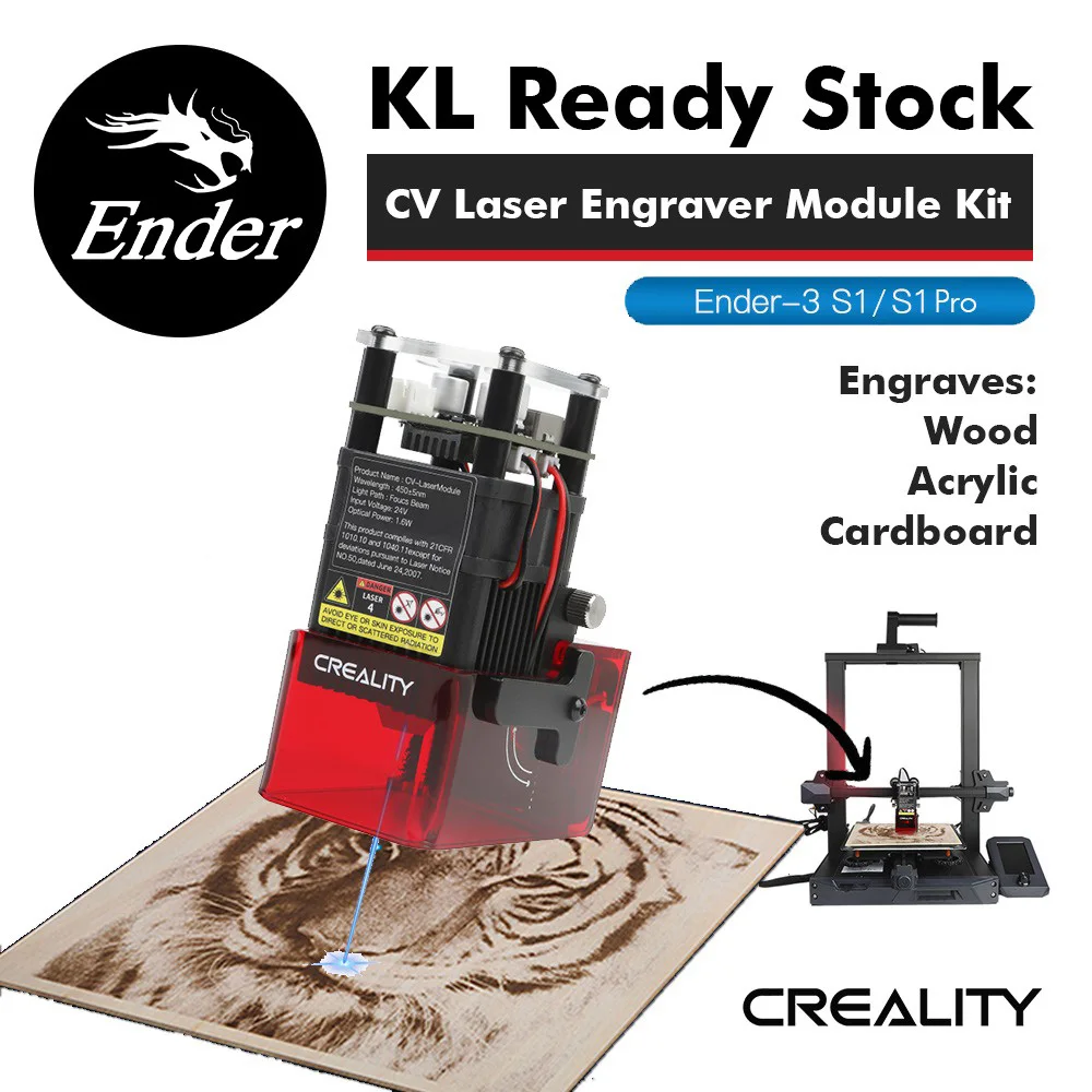 Modulo Laser Per Incisione Cv-Laser Creality 24V 1.6W 5W Assorbimento Di Fuliggine Con Messa A Fuoco Precisa Per Stampanti Ender 3 S1Ender 3 S1 Pro 3D