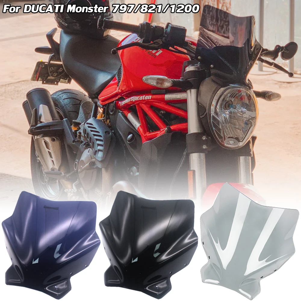 Motorcycle Accessories Windscreen Windshield For Ducati Monster 821 14-2019 2020 2021 1200 S R 797 Wind Deflector Fairing Screen