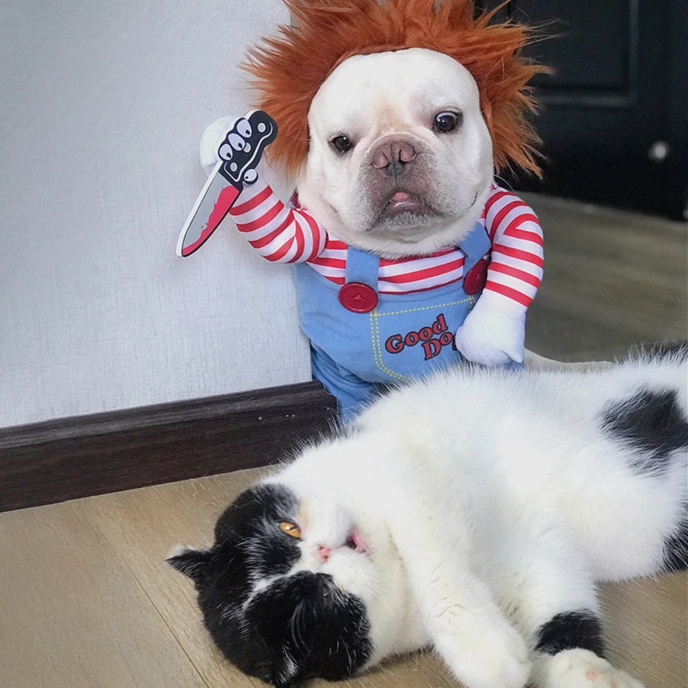 Deadly Doll Dog Costume Funny Party Cosplay Novità Cat Dog Clothes Per Halloween Christmas Cute Spaventoso E Spettrale Pet Costume