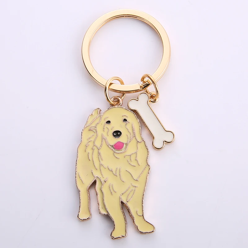 New Golden Retriever Dog Animal Portachiavi Con Ciondolo In Metallo Placcato Oro Argento Per Borsa Auto Donna Uomo Portachiavi Amore Gioielli Regali