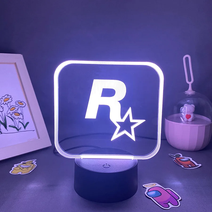 Grand Theft Auto V Game Logo Rockstar 3D Lava Lamp Led Night Lights Compleanno Cool Gift For Friend Gaming Room Table Mark Decor