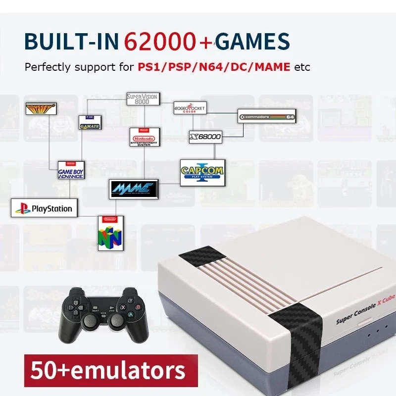 Nuova Console Super Console X Cube Console Per Videogiochi 256Gb Fino A 62000 + Giochi Per Psp/Ps1/N64/Dc Retro Tv Game Players