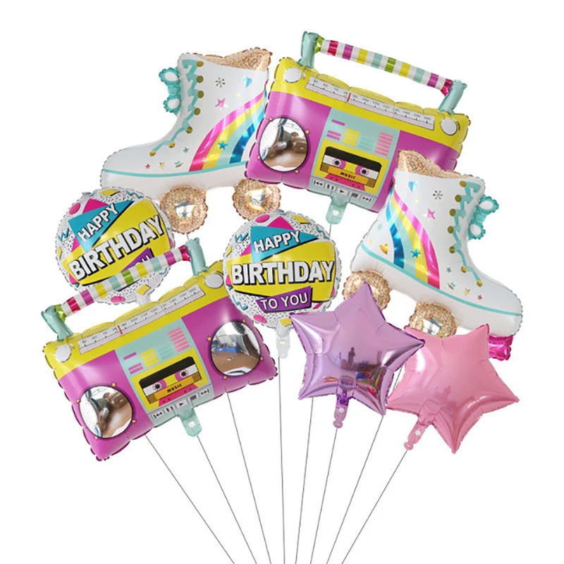 1Set Radio Roller Skates Balloons 4D Laser Disco Air Globos 80S Party Kids Birthday Disco Party Decorations Baby Shower 90S Toys
