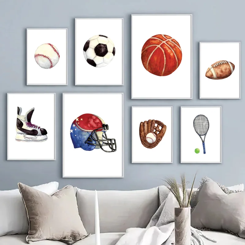 Ball Sport Basket Rugby Football Skate Canvas Painting Nordic Poster E Stampe Wall Art Pictures For Baby Kids Room Decor