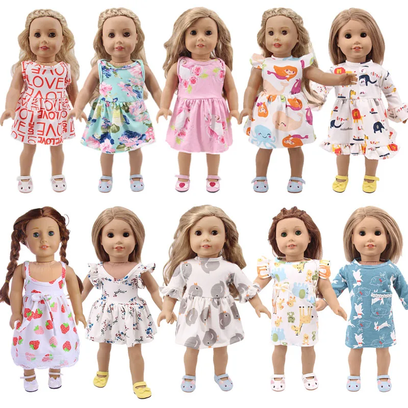 Doll Unicorn Cartoon Gonne Animal Design Dress Fit 18 Pollici American & 43Cm Reborn Baby New Born Doll ,Girl'S Russia Giocattoli Regalo Fai Da Te
