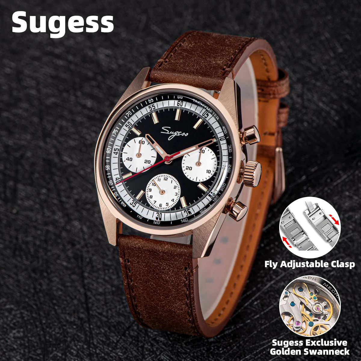 Sugess S442 Nuova Serie 38Mm Chrono Master Cronografo Orologio Da Uomo Orologi Da Polso Meccanici Cupola Zaffiro Tianjin Swanneck Movimento
