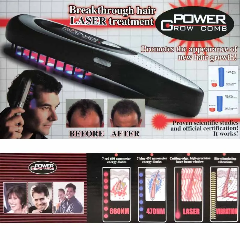 La Crescita Dei Capelli Del Laser Pettine Di Massaggio Spazzola Elettrica Di Alimentazione Apparecchiature Di Trattamento Di Cura Pettine Grow Laser T