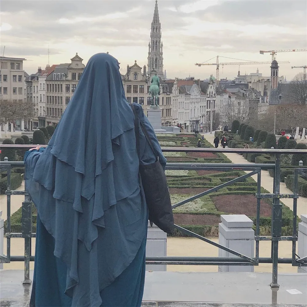 3 Strati Hijab Donne Preghiera Musulmana Hijab Overhead Large Khimar Islamic Amira Foulard Niqab Nikab Burqa Abayas Servizio Di Culto