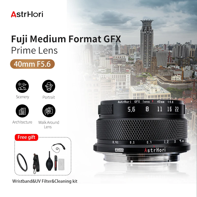 Astrhori Obiettivo Principale Manuale Di Medio Formato 40Mm F5.6 Per Fujifilm Gfx Mount Gfx 50Sii,Gfx100,Gfx100 Ir Ver,Gfx 50S,Gfx 50R,Gfx 100
