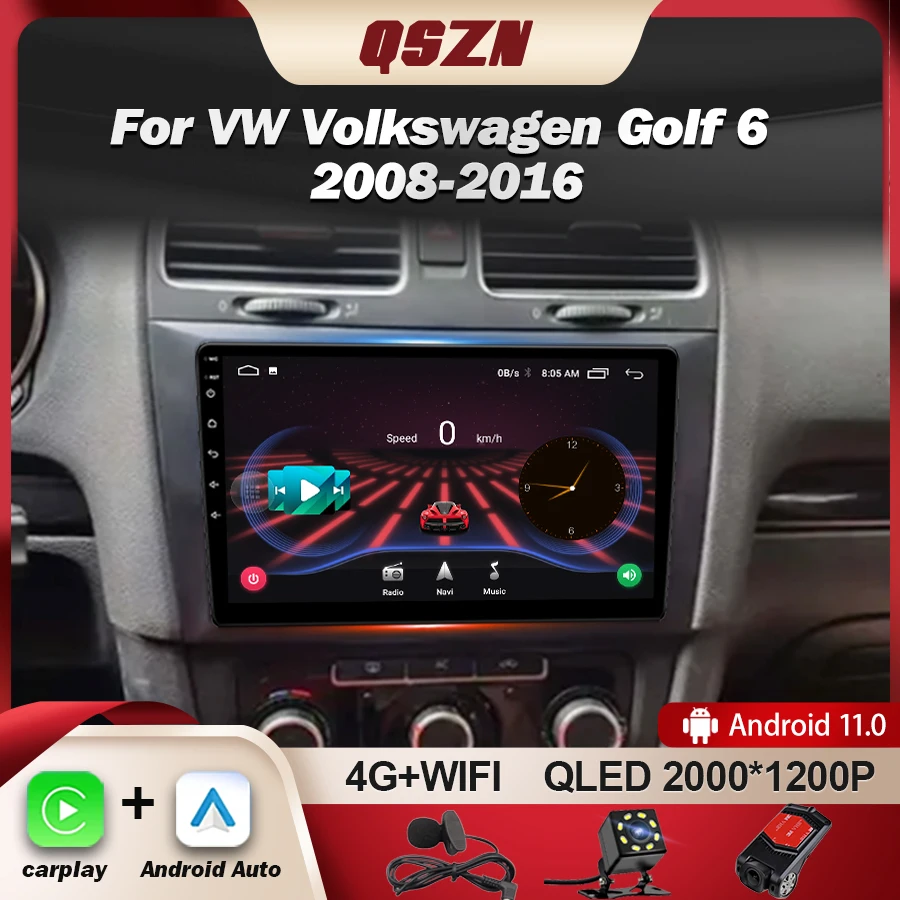 Qszn Android13 Per Vw Volkswagen Golf 6 2008-2016 Per Golf6 Autoradio Stereo Lettore Video Multimediale Per Golf Vi Gps Carplay Dsp