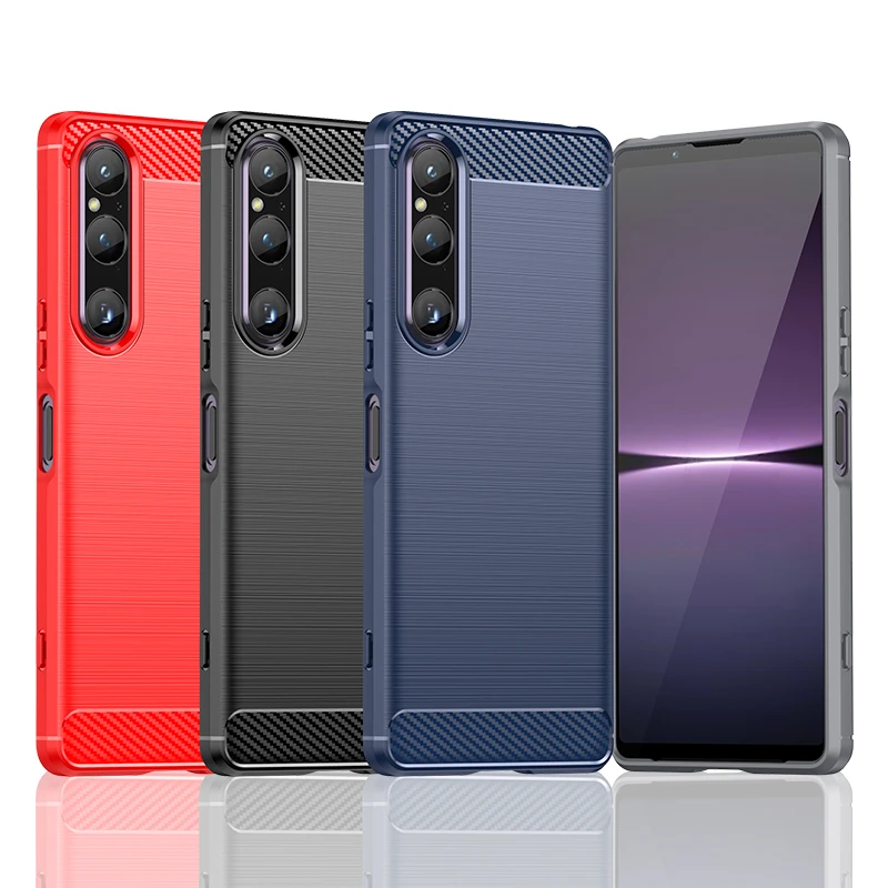 Per Cover Custodia Sony Xperia 1 V Per Sony Xperia 1 V Paraurti Custodia Posteriore In Morbida Fibra Di Carbonio In Silicone Per Sony Xperia 1 V 10 Iv