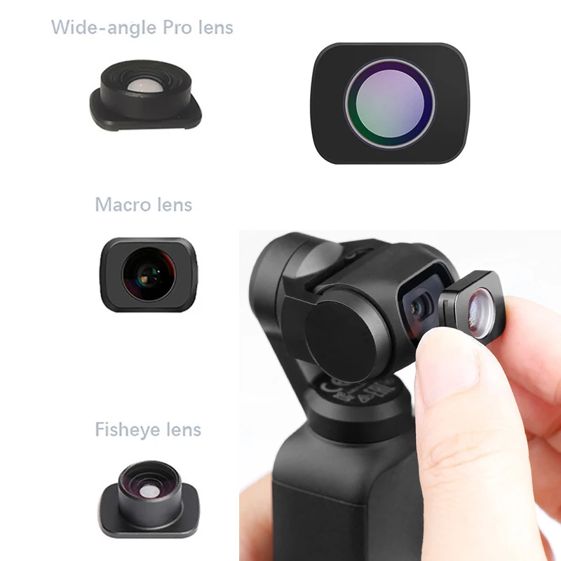 Grandangolare Macro Clear Fisheye Lens Kit Per Dji Osmo Pocket/ Pocket 2 Vlog Shooting Palmare Gimbal Came Lenti Accessori