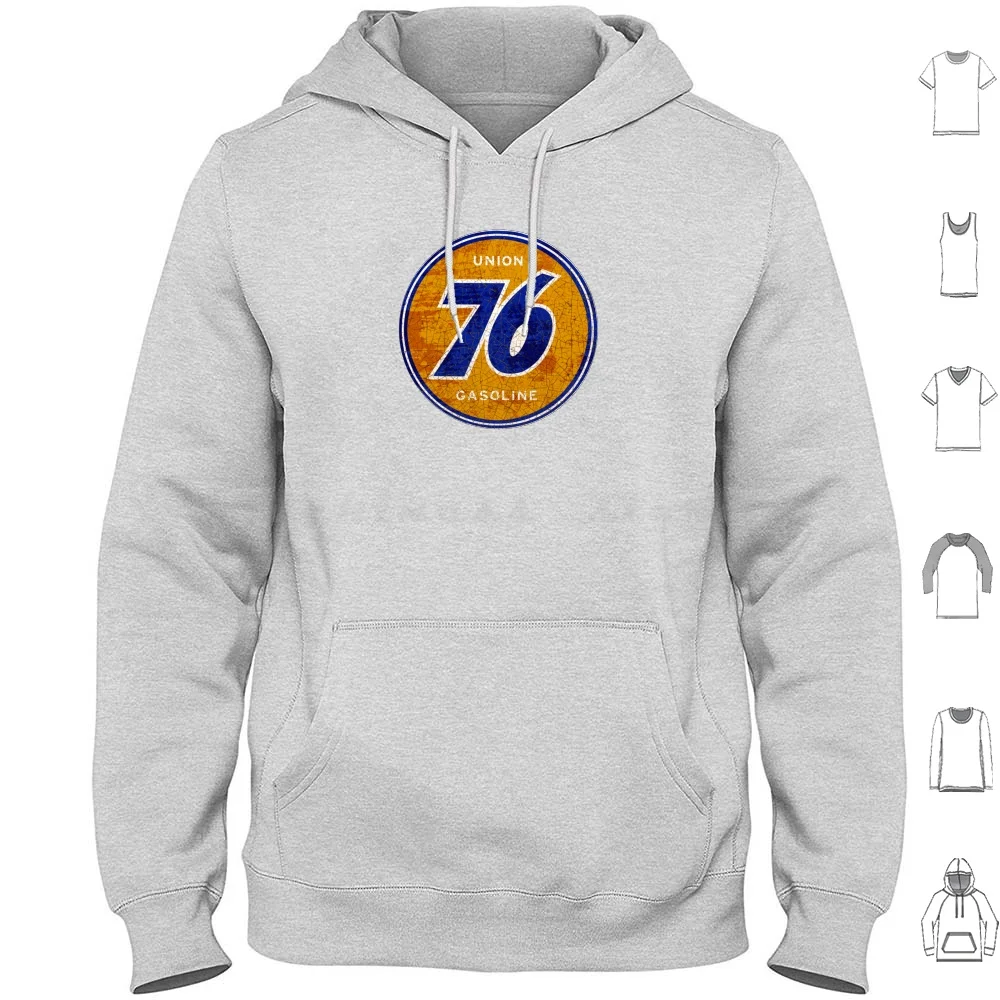 76 Gas E Olio Felpa Con Cappuccio Cotone Manica Lunga 76 Gasolio Vintage Garage Station Esso Shell Mobil Standard Hotrod Meccanico Racer