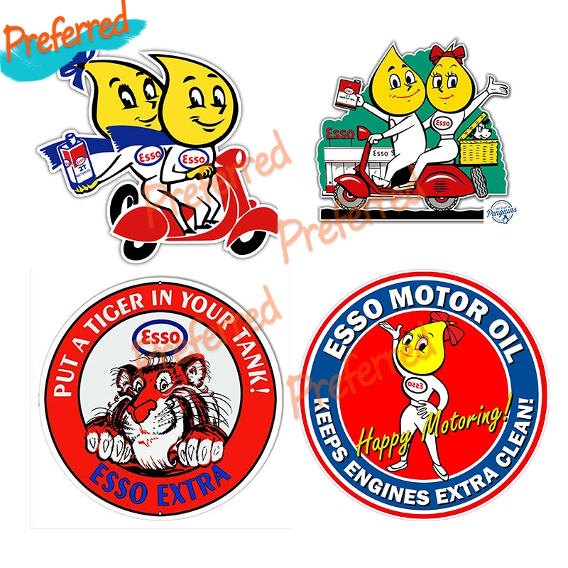 Adesivi Per Auto Di Alta Qualità Esso Boys Girls Motor Oil Retro Vintage Air Pump Decalcomanie In Vinile Car Truck Window Styling Decalcomanie Pvc