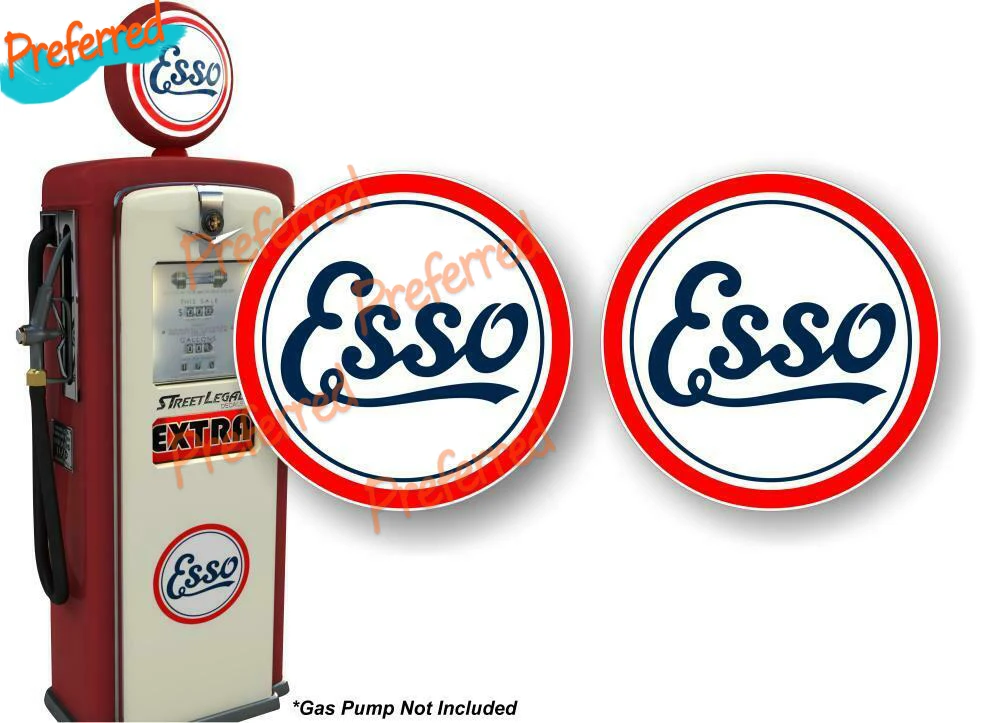 2 Esso 1920'S Texaco Di Disegno Indiano Benzina Pompa Di Gas Antico Vintage Sign Sticker