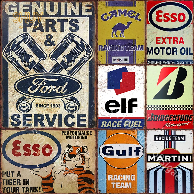 Vintage Esso Gulf Castrol Motor Oil Metal Tin Sign Poster Per Room Club Garage Wall Decor Art Retro Placche Decorazione Della Casa