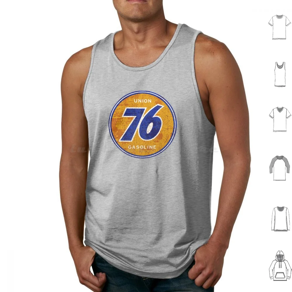 76 Canottiere Per Gas E Olio Gilet Senza Maniche 76 Gasolio Vintage Garage Station Esso Shell Mobil Standard Hotrod Mechanic Racer