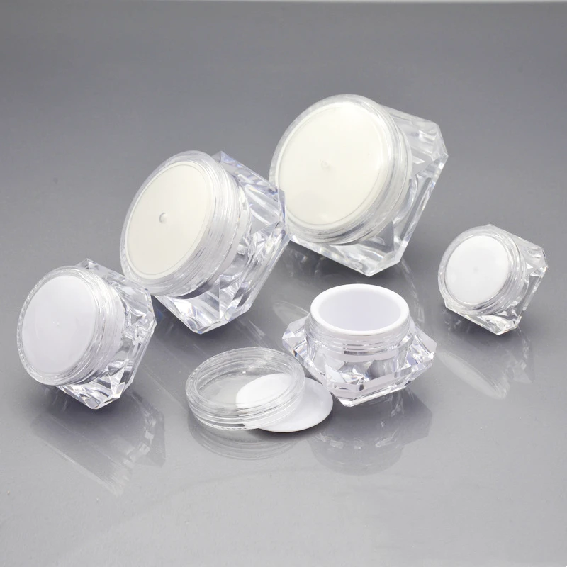 3G 5G 10G 15G Diamond Acrilico Cream Trasparente Lady Pearl Eye Face Small Trial Pack Split Gift Box Campione Bottiglie Cosmetiche