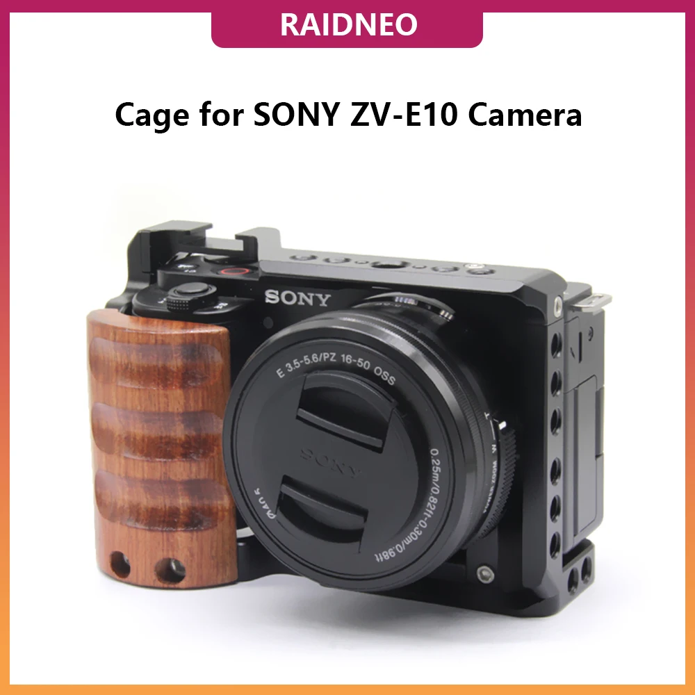 Zv-E10 Gabbia Per Fotocamera Per Sony Zve10 Dslr Vlog Camera Rig Kit Con Impugnatura In Legno Staffa Protettiva Accessori Per Video Stalibiler