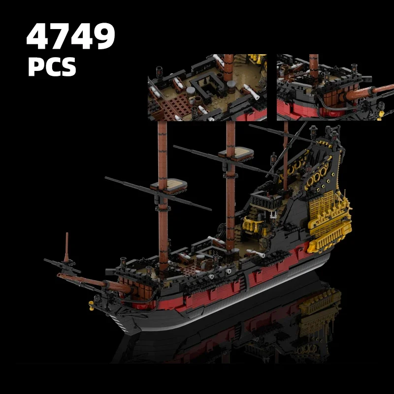 Nave Pirata Moc Sailship Building Block Kit Pirati Dei Caraibi Queen Anne'S Revenge Brick Set Captain Jack Sparrow Model