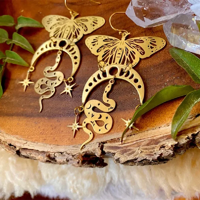 New Mariposa Moon Phase Orecchini Ipoallergenico Travellia Creatività Fatta A Mano Novità Gioielli Moda Donna Dichiarazione Regalo