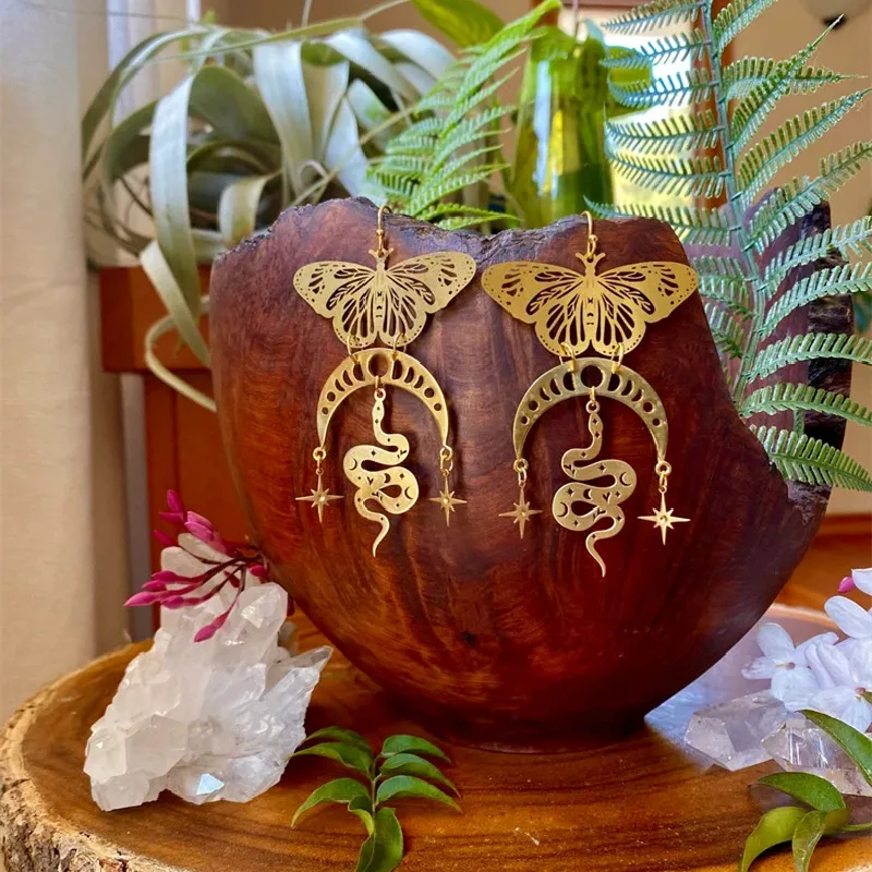 Mariposa Moon Phase Orecchini Ipoallergenico Travellia Creatività Fatta A Mano Novità Gioielli Moda Donna Regalo Dichiarazione Grunge