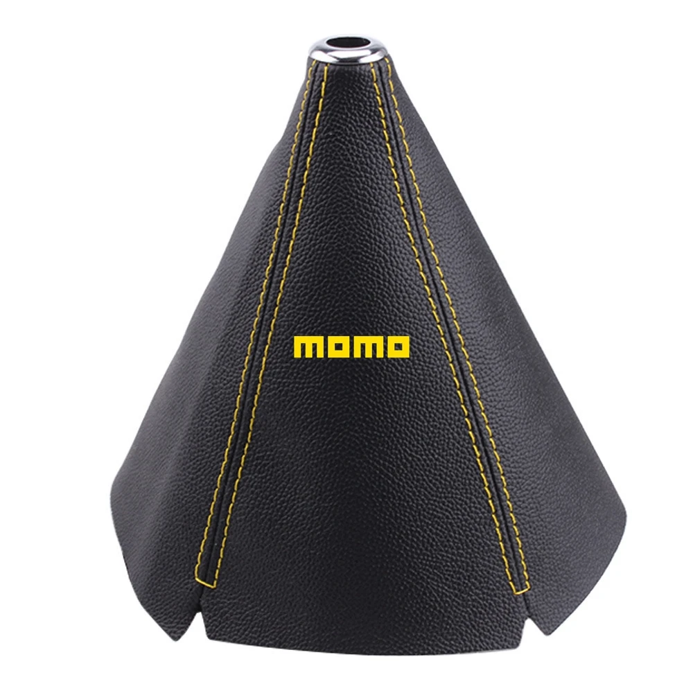 Universale Jdm Car Gear Momo Pomello Del Cambio Copriscarpe Collare In Pelle Leva Del Cambio Con Cuciture Rosse Per Honda Civic Toyota