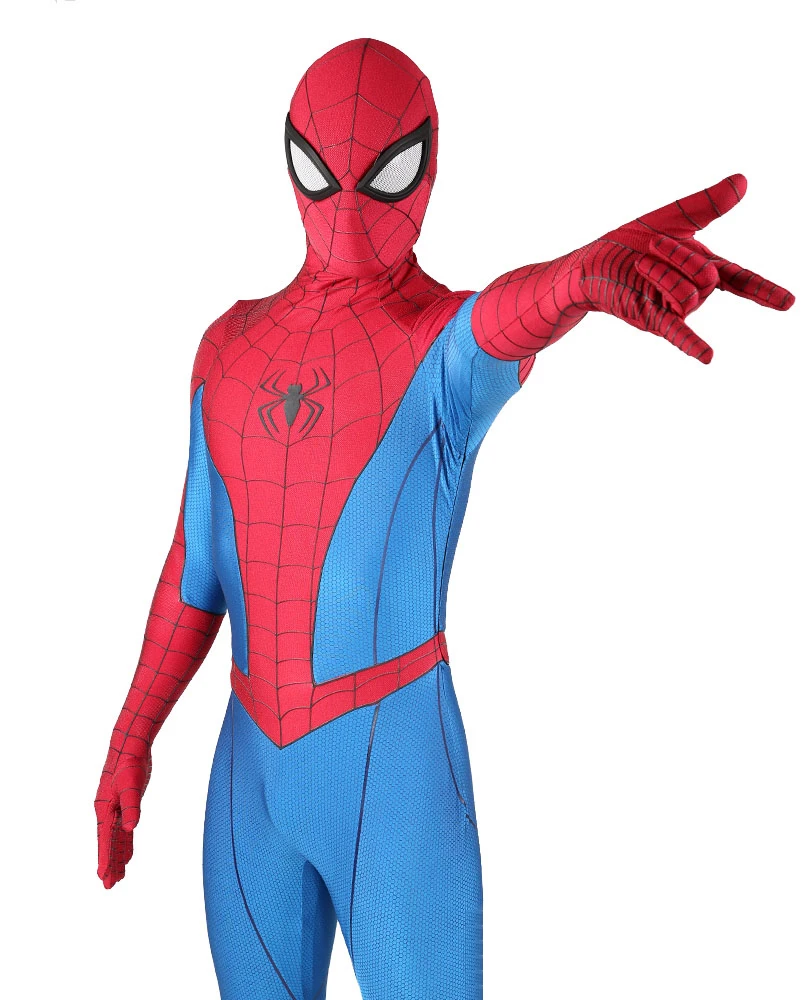 Ps4 Classic Peter Parker Spiderman Costume Cosplay Supereroe Zentai Abiti Spidey Halloween Costume Tuta Catsuits Bambini Adulti