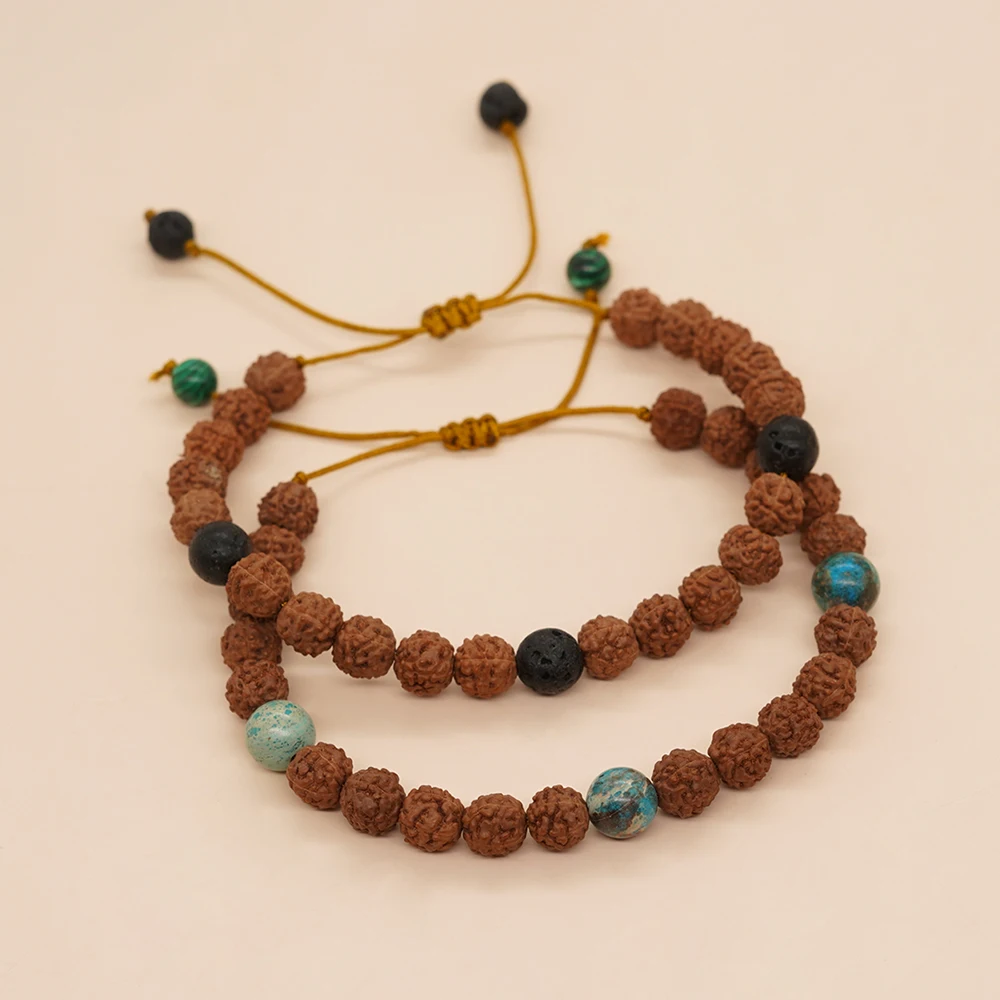 Go2Boho Rudraksha Bead Friendship Bracciali Per Donna Uomo Unisexs Gioielli Energy Healing Gemstones Mala Gift