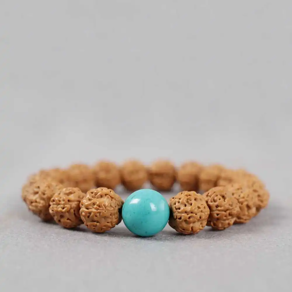 Rudraksha Mala 12Mm Beads Amber Turquoise Bracelet Inspiration Elegant Lucky Seven Chakras Souvenir Christmas Fancy Glowing Gift