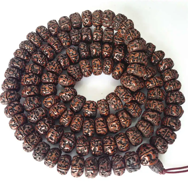 Buddista Tibetano Mala Nepal 108 Grande Oliato Rudraksha Bodhi Perline Mala 16-18Mm Per L'Uomo Bro575