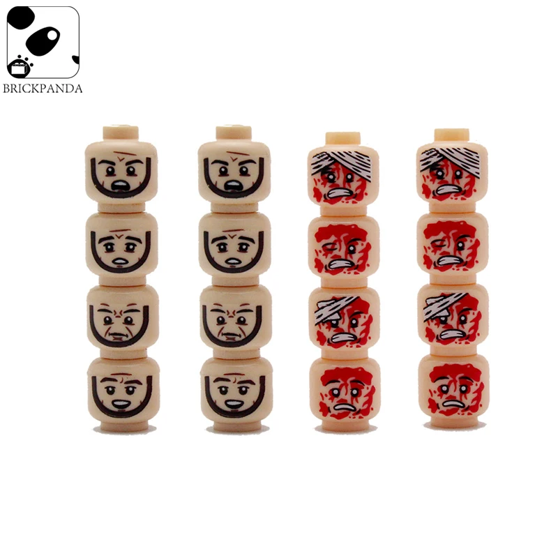 Moc Ww2 Military Printed Head Building Blocks Espressione Dell'Esercito Face Soldiers Caschi Accessori Mattoni Giocattoli Regali Per Bambini